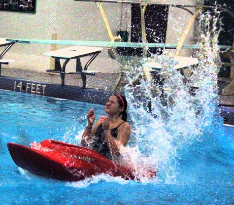 On November 20th, Mariola Gorlicki dove into the pool off the diving board with her kayak in her gym class. 