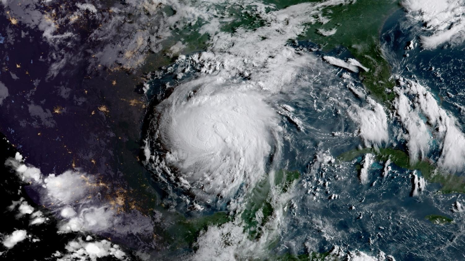 Satellite view of Hurricane Harvey over Texas. 