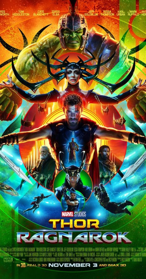 A “Thor: Ragnarok” poster featuring Chris Hemsworth (Thor) And his costars.