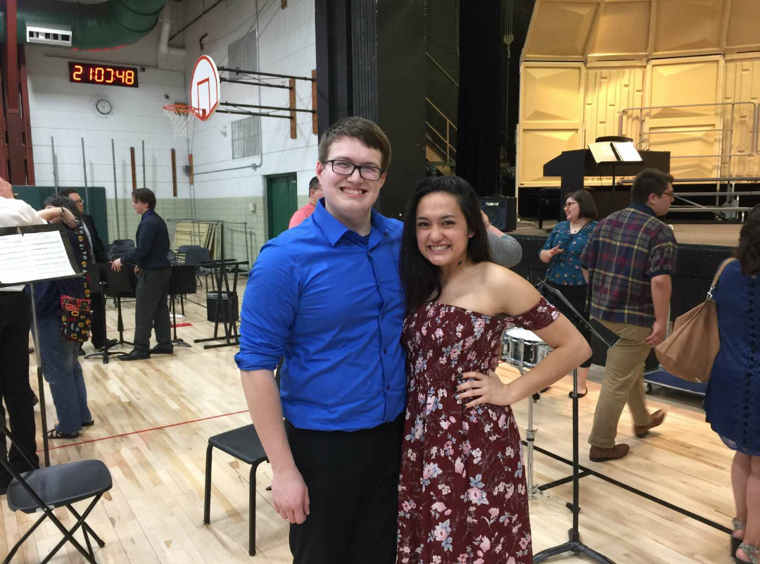 Senior Tyler Orel and junior Mia Menzel celebrating the end of the 2017/2018 school year at this spring’s Pops concert. (Photo courtesy of Mia Menzel)