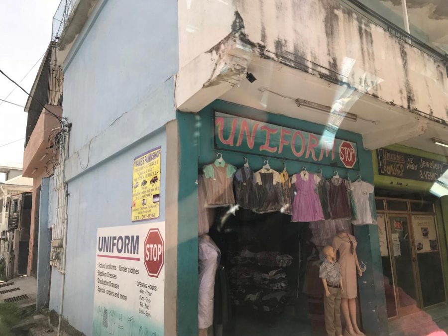 A uniform store in Belize City, Belize. (Photo credit to my dad)