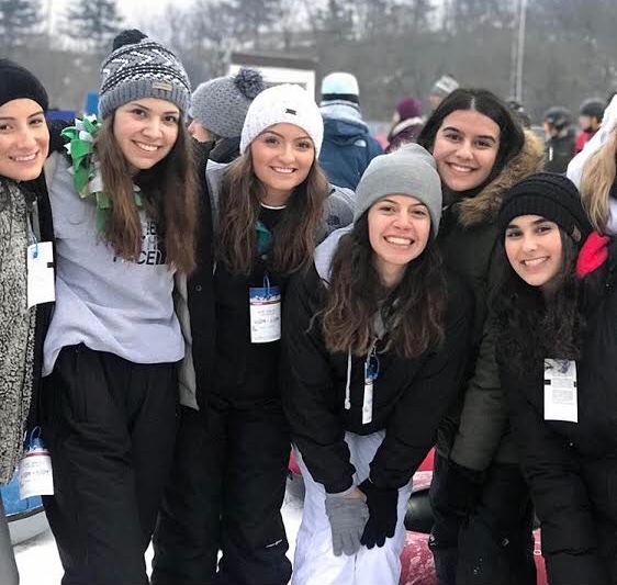 Seniors enjoying the snow tubing trip.