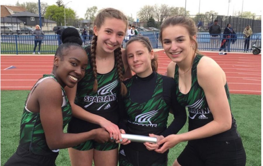 The record-breaking 4x800 relay team!
L-R: Amira Jackson, Sadie Hartmann, Veronika Stelter, Abby Cafagna